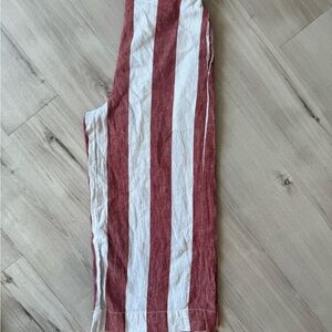 Madewell Red and White Striped Linen Pant
